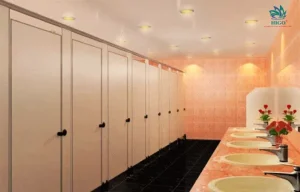 Vách ngăn vệ sinh màu kem tạo xu hướng HIGO